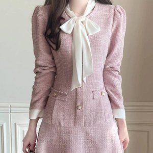 brand-new unworn Korean brand pink tweed dress